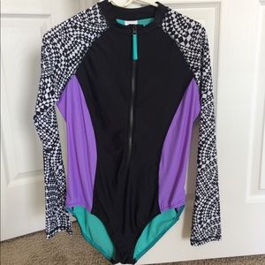 Speedo woman’s l rash guard one piece swim suit